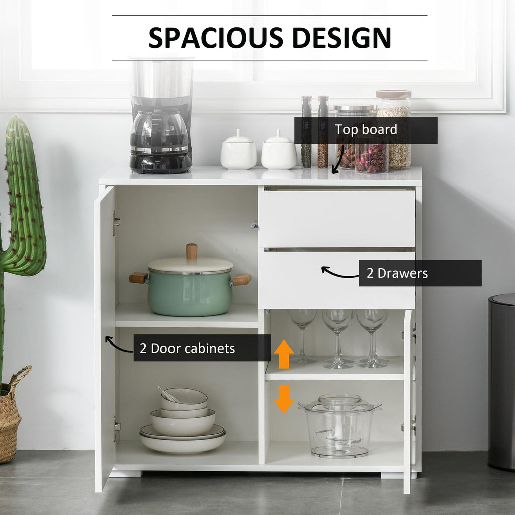 High Gloss Frame Sideboard, Push-Open Design with 2 Doors, Living Room & Bedroom Cabinet, White