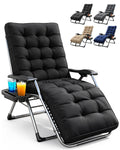 Extra Wide Zero Gravity Reclining Garden Chair with Cushion & Cup Holder Black