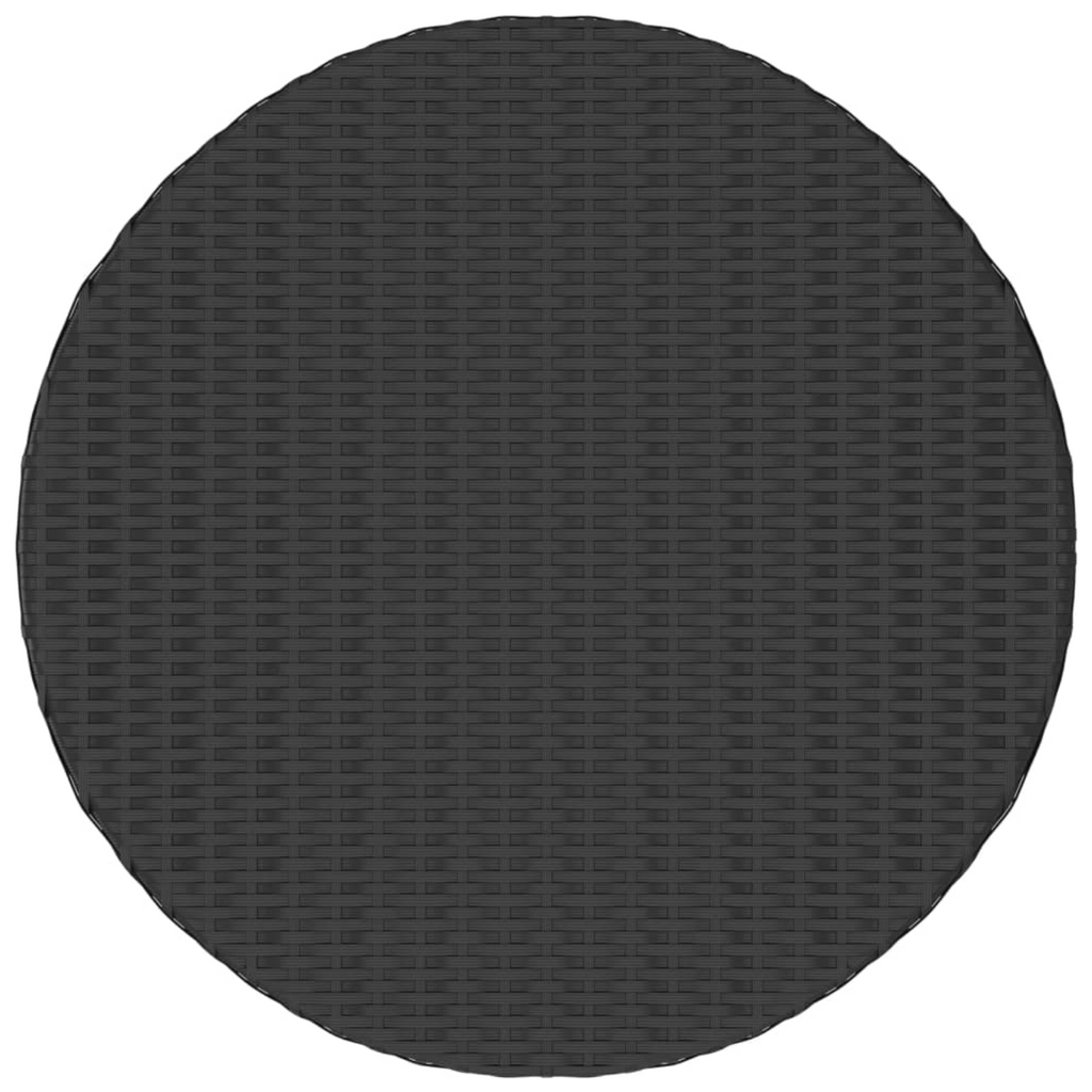 Round Black Outdoor Tea Table, PE Rattan and Steel, 68 × 30 cm