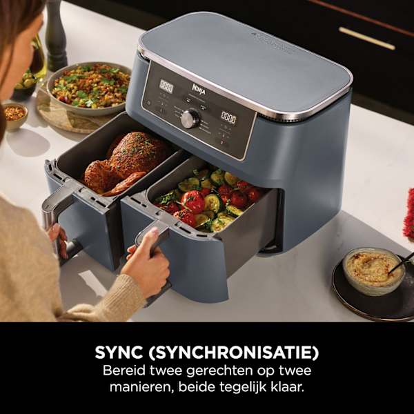 Ninja Dual Zone Airfryer met 2 lades en 6 functies - 9.5L - DZ400EUCYD - Marineblauw
