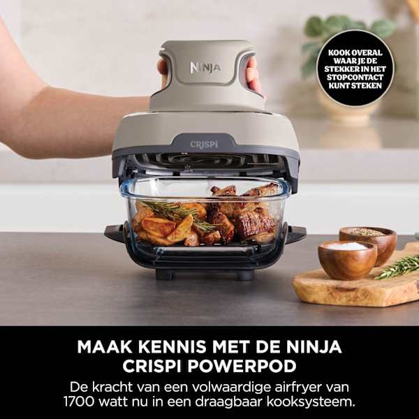 Ninja CRISPi 4-in-1 Airfryer met glazen vershoudschalen - Grijs - FN101EUST