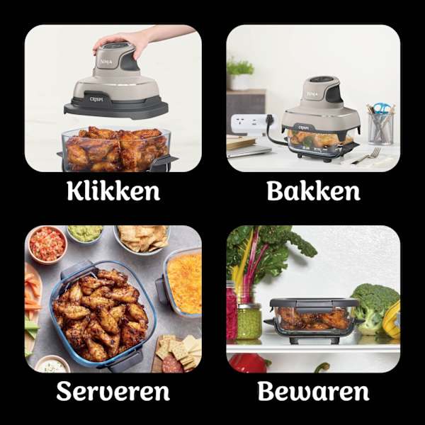 Ninja CRISPi 4-in-1 Airfryer met glazen vershoudschalen - Grijs - FN101EUST