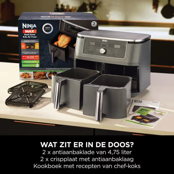 Ninja Dual Zone Airfryer met 2 lades en 6 functies - 9.5L - DZ400EU